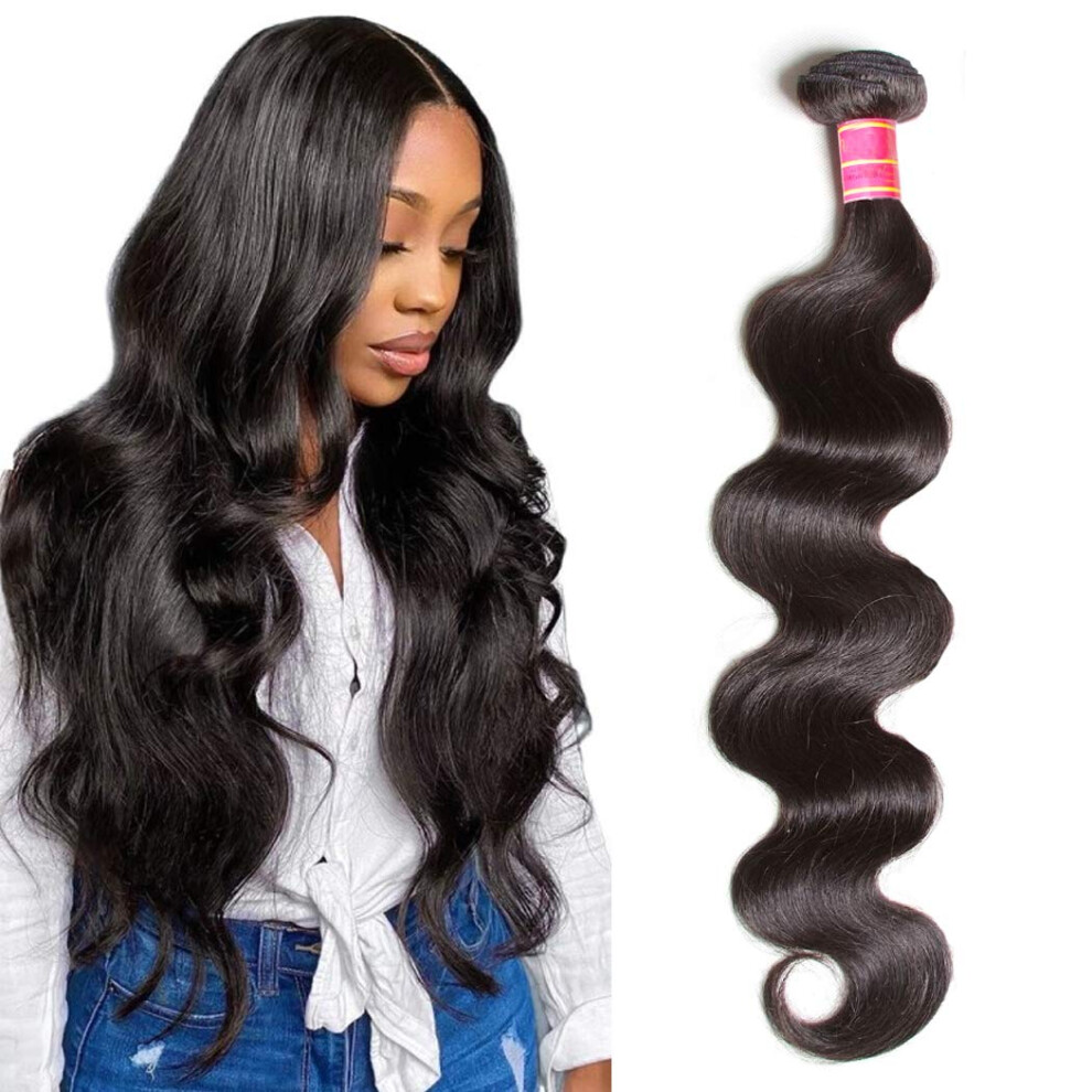 Unisex Black Brazilian Body Wave Human Hair Bundles 9A Grade Natural Virgin Remy Extensions