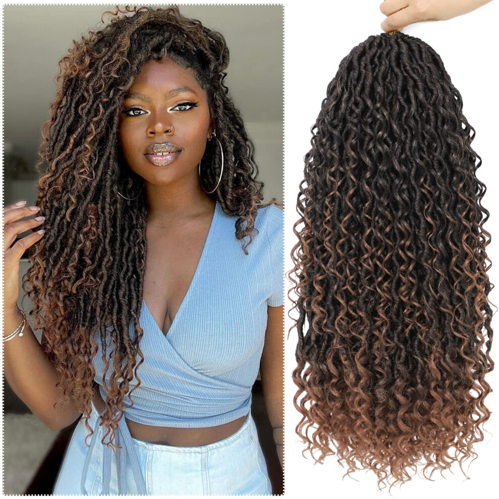 Unisex Faux Locs Crochet Hair Extensions 18 Inch Lightweight Boho Hippie Goddess Locs For Women
