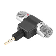 Stereomikrofon för mobiltelefon, mini-stereomikrofon med uppåtlutande design, inget batteri krävs, 3,5 mm minijack, direktanslutning, bärbar