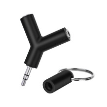 Adattatore splitter per cuffie con 2 porte ausiliarie, design compatto e leggero, splitter a Y da 3,5 mm per cuffie stereo audio e microfono con vari