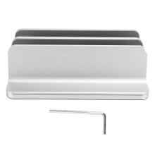 Stabiele verticale laptopstandaard met dubbel dockingstation, antislip siliconenmat, verstelbaar dockingstation, krasbestendig aluminium, geschikt