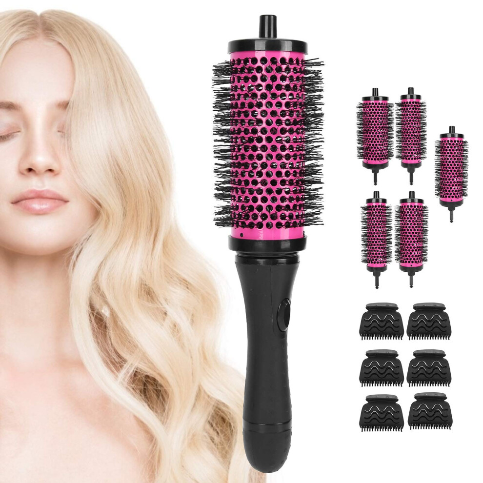 Round Thermal Brush Set with Interchangeable Ceramic Barrels for Blow Drying and Multiple Curl Sizes