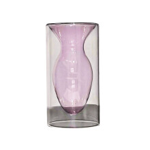 Vase élégant et minimaliste, objet de décoration moderne en verre soufflé, idée cadeau raffinée