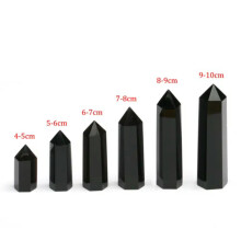 RSAMD 100% Natural Obsidian Black Quartz Crystal Stone Point Healing Hexagonal Wand-4-5cm