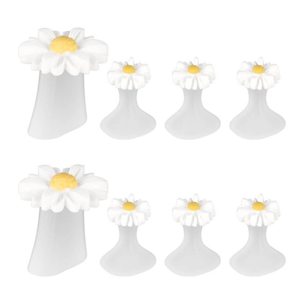 White Toe Separators Silicone Pedicure Toe Spacers Smudge Nail Painting Reusable Daisy Design Set