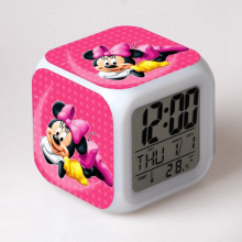 LED budík so vzorom Mickey Mouse, svietiace digitálne stolové hodiny, kompatibilné s HTNL#498, farebný darček pre deti a dospelých