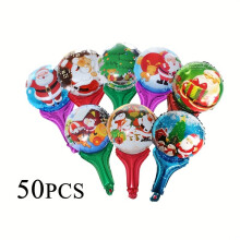 50 v 1 balení, vánoční ruční hliníkové fóliové balónky, vánoční dekorace na stromeček Santa Clause a novoroční oslavy.