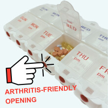 Organizador de pastillas genérico para la mañana y la noche, apto para personas con artritis.