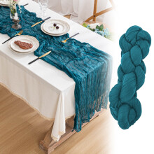 Quinlirra kaasdoek tafelloper 35x157 inch, boho gaas tafelloper voor bruiloft, babyshower, verjaardag, Moederdagcadeau