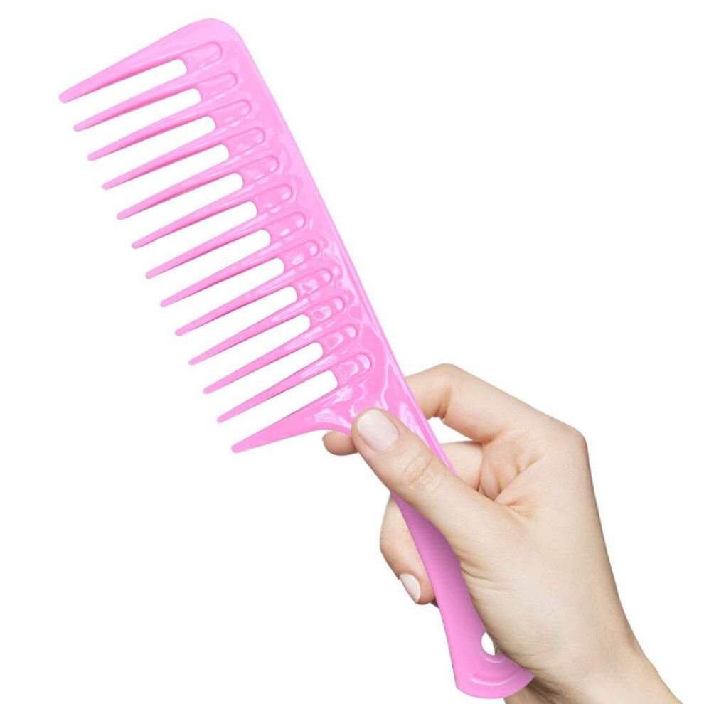 Wide Tooth Detangling Paddle Comb for Curly, Thick and Wet Hair with Smooth Knot Removal, Pink