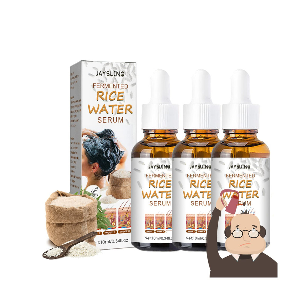 Rice Water Hair Growth Serum 3pcs â Fermented Formula for Thinning Hair, Strengthens and Adds Shine