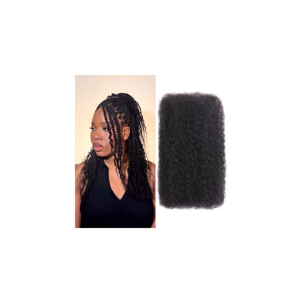 Afro Kinky Curly Human Hair Bulk 8 Inch 1B for Braids Locs Mini Twists Natural Texture