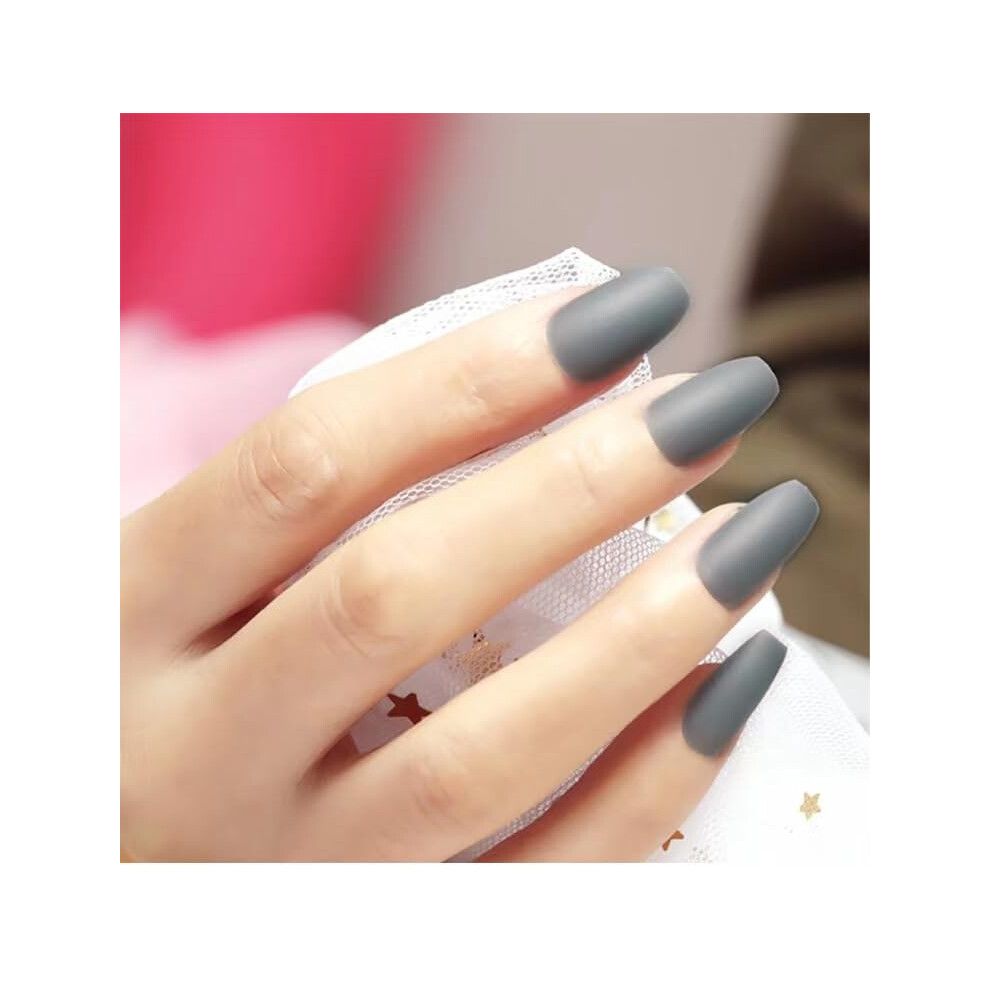 Matte Coffin Press on Nails 24Pcs LongLasting Reusable Nail Tips for Women and Girls
