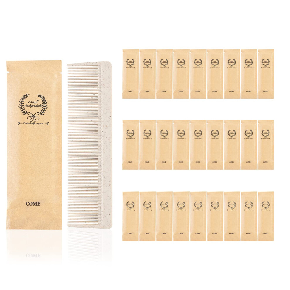 Unisex 50 Pack Individually Wrapped Combs, Ecofriendly Wheat Straw Mini Comb Set For Travel And Events