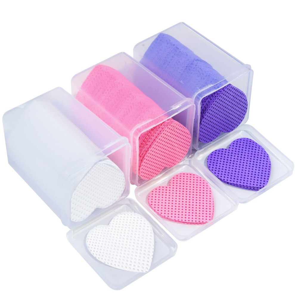 600pcs Lint  Nail Wipes Gel Polish Remover Pads Heart Shaped for Nails and Lash Cleaning with Storage Box