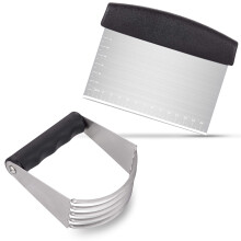 Pastry Blender and Stainless Steel Pastry Cutter Set with Bench Scraper Scale, Baking and Pizza Tools 2 Pack