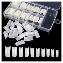100pcs Half Cover French False Nail Tips Acrylic Gel PreShaped 10 Sizes with Storage Box