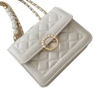 Bolso de hombro elegante para mujer, bolso cruzado para mujer con correa de cadena, diseño acolchado, cierre magnético, material de cuero, estilo