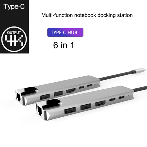 Διανομέας USB-C 6 σε 1, φορητός προσαρμογέας ταξιδιού με έξοδο βίντεο HDMI 4K, 1