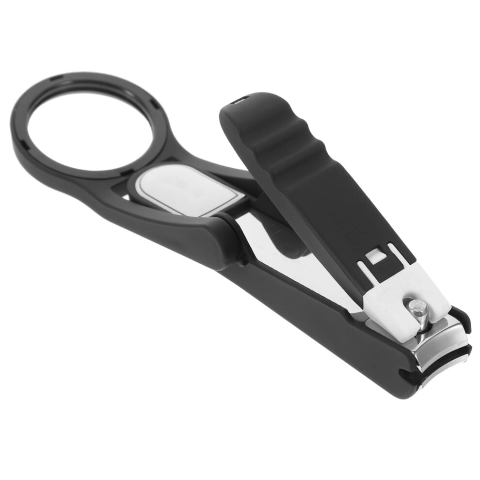 Black Nail Clippers For Seniors With Adjustable Magnifying Lens, Ergonomic Grip And Builtin Nail File