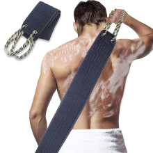 Extra Long Exfoliating Back Scrubber for Shower with Dual Texture and Handles for Men and Women