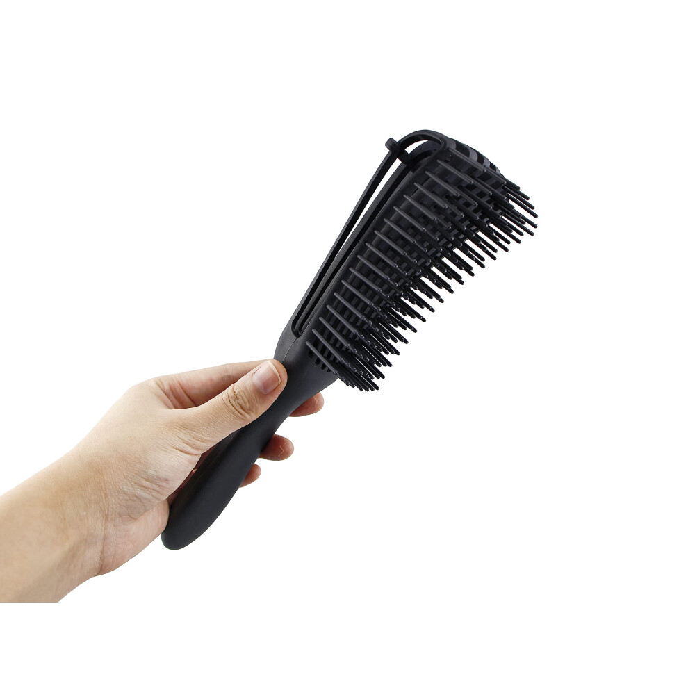 Unisex Black Hair Styling Comb With Gentle Detangling, Antistatic Octopus Design, Adjustable Teeth,