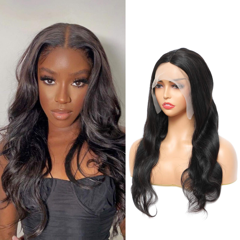 Unisex Brazilian Body Wave Lace Front Wig 13X4x1 Preplucked Human Hair 24 Inch Natural Hairline 150% Density