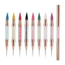Dual End Nail Rhinestone Picker Dotting Tool with Wax Tip for Accurate Nail Art Gems (8 Colors)