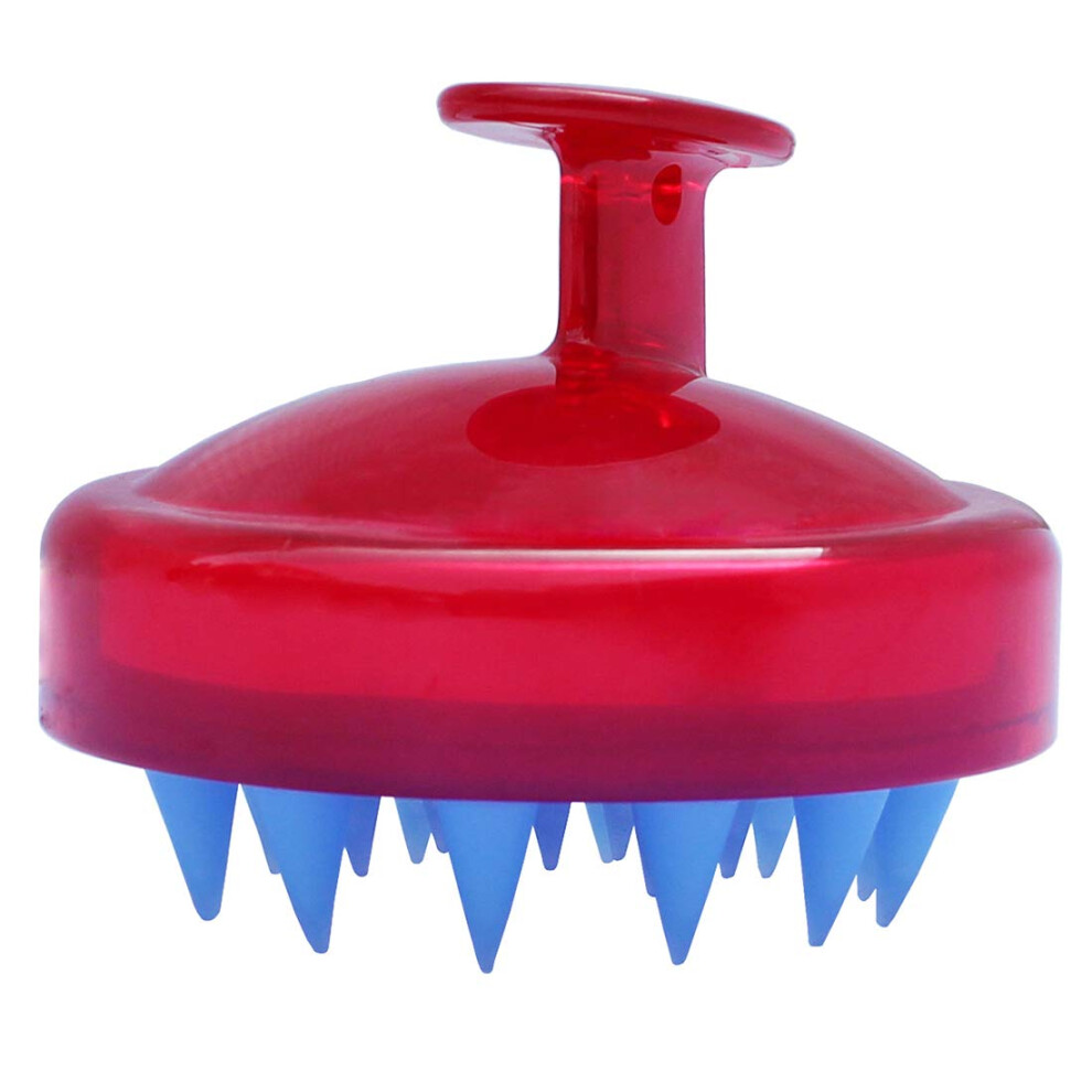 Scalp Massager Brush for Hair Growth with Soft Silicone Bristles, Ergonomic Shampoo Brush, Red