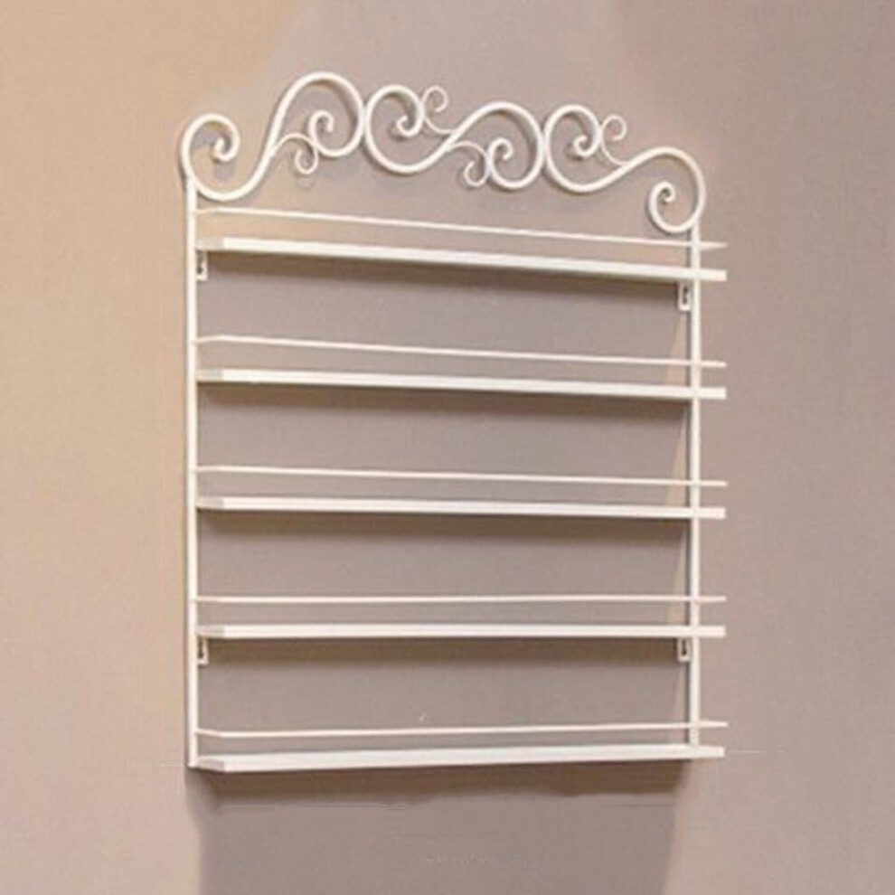 White Wall Mounted Nail Polish Rack, 5Tier Metal Organizer Shelf, Spacesaving Salon Display