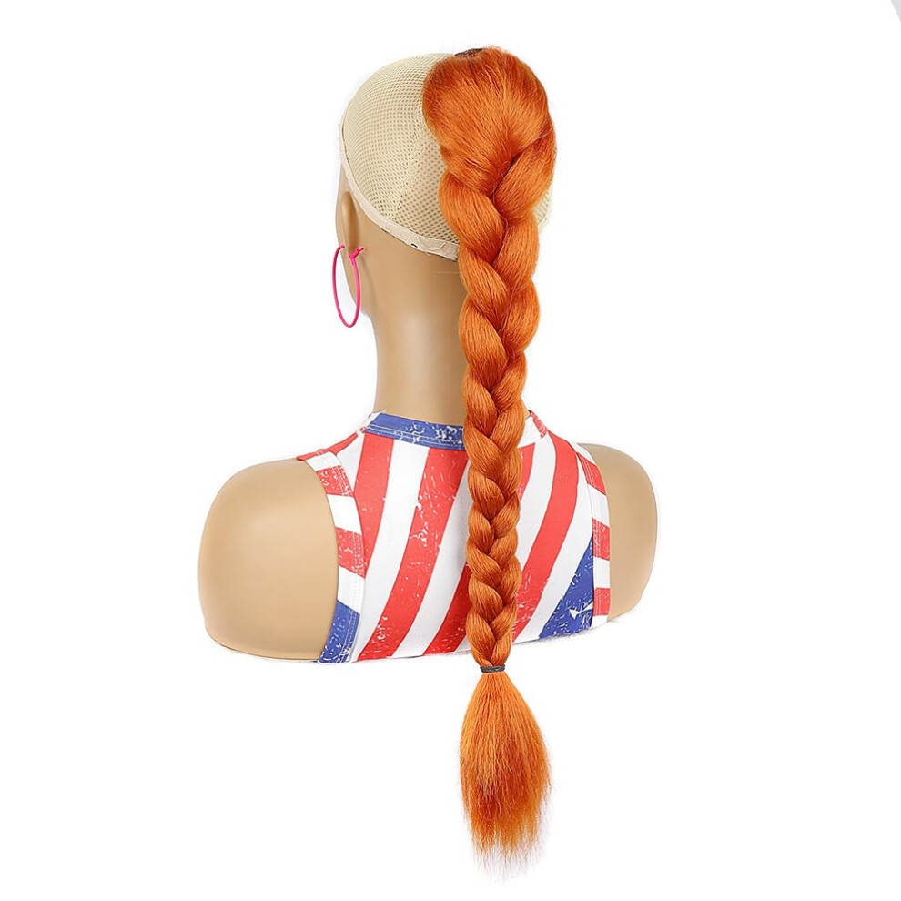 Unisex Synthetic Ponytail Hair Extensions Wrap Around Heat Resistant Long Braided Hairpiece For Women