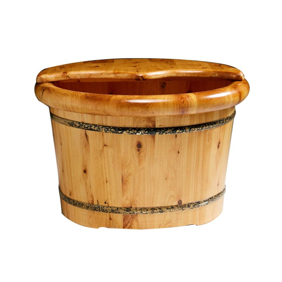 Grain Foot Spa Bath Cedar Wooden Bucket With Cover, Massage Nodes For Home Pedicure And Foot Soak