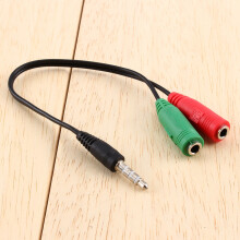 Stereoljud Y-kabeladapter för 3,5 mm TRRS-enheter, headset till PC-adapter med guldpläterade kontakter Böjmotstånd Förlustfritt ljud Flätad
