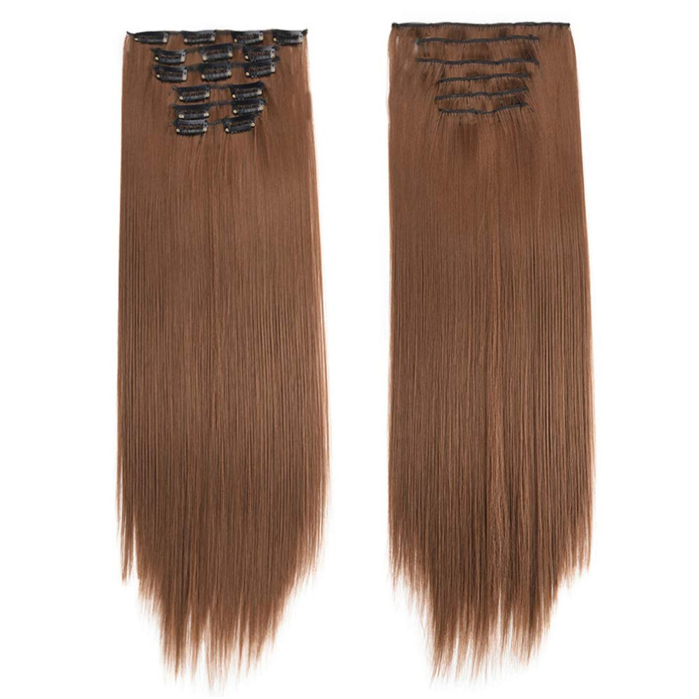 140g Synthetic Straight Clip in Hair Extensions 6pcs Full Head for Women Natural Volume