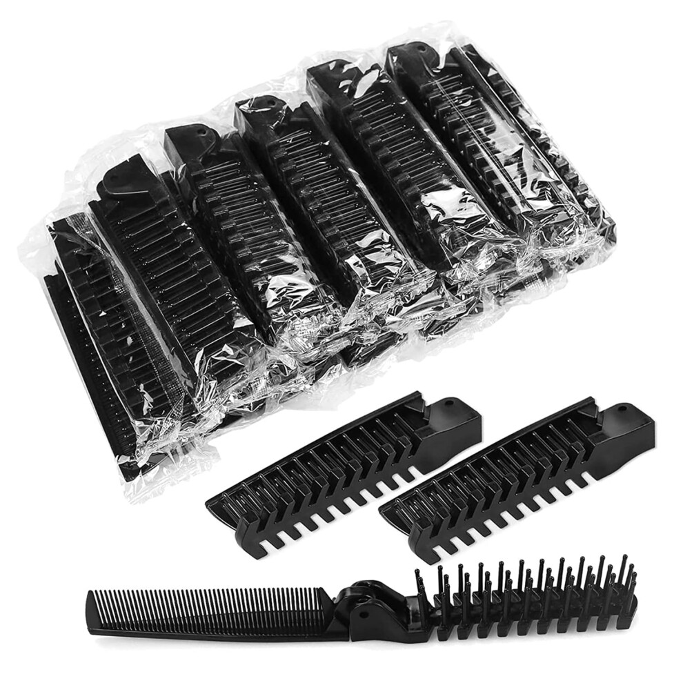 Folding Hair Comb Bulk Pack, Foldable Double Headed Travel Pocket Comb, Individually Wrapped, Black, 200 Count