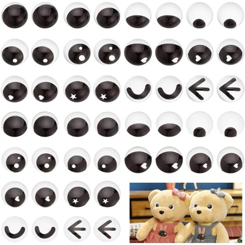 96 peças, 24 estilos diferentes, olhos de vidro semicirculares de 0,7 polegadas para artesanato em argila, amigurumi e crochê - compatíveis com