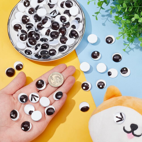 96 peças, 24 estilos diferentes, olhos de vidro semicirculares de 0,7 polegadas para artesanato em argila, amigurumi e crochê - compatíveis com 2
