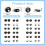 96 peças, 24 estilos diferentes, olhos de vidro semicirculares de 0,7 polegadas para artesanato em argila, amigurumi e crochê - compatíveis com 2