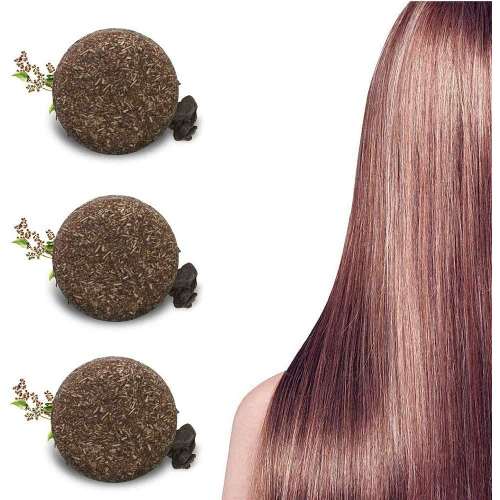 Darkening Shampoo Bar for Gray Hair Color Restoration, Volumizing Black Hair Shampoo Soap 3PC Brown