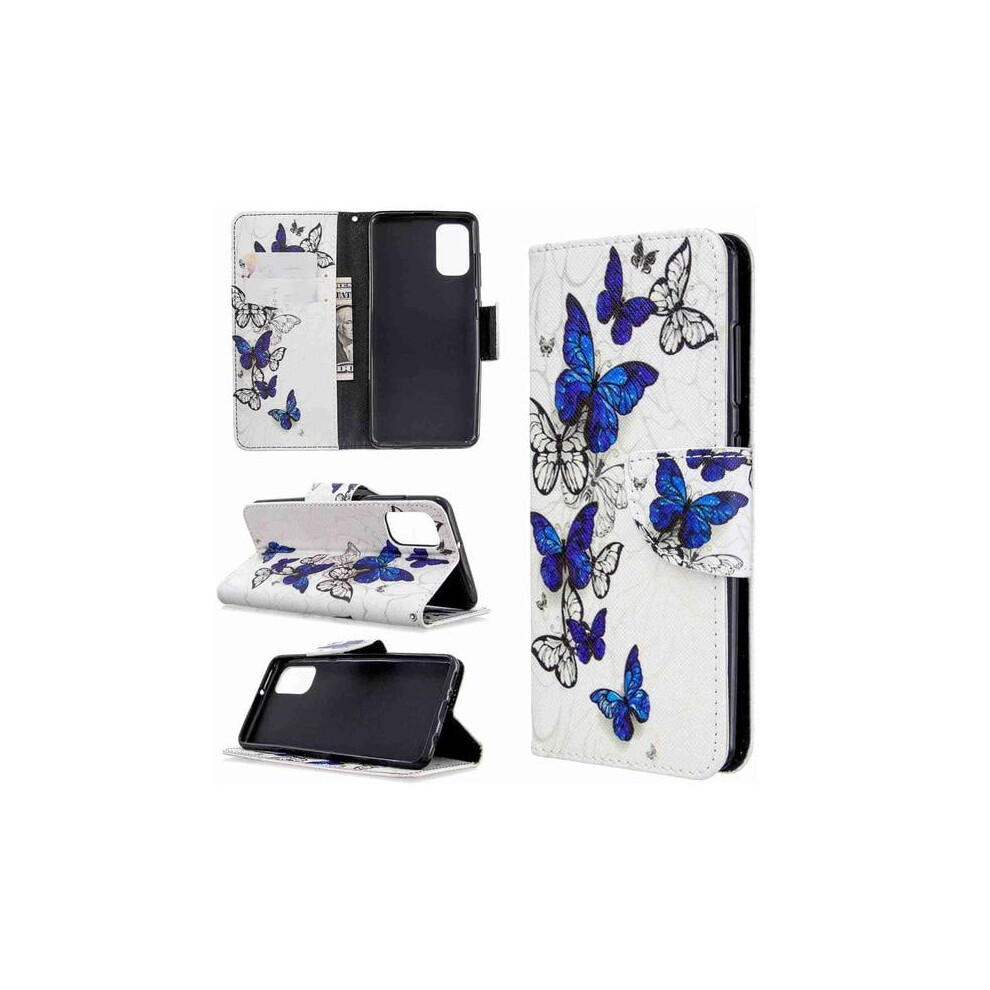 Wallet Case Compatible With Samsung Galaxy A51 Â Blue And White Butterflies Blue,White 9773935887428