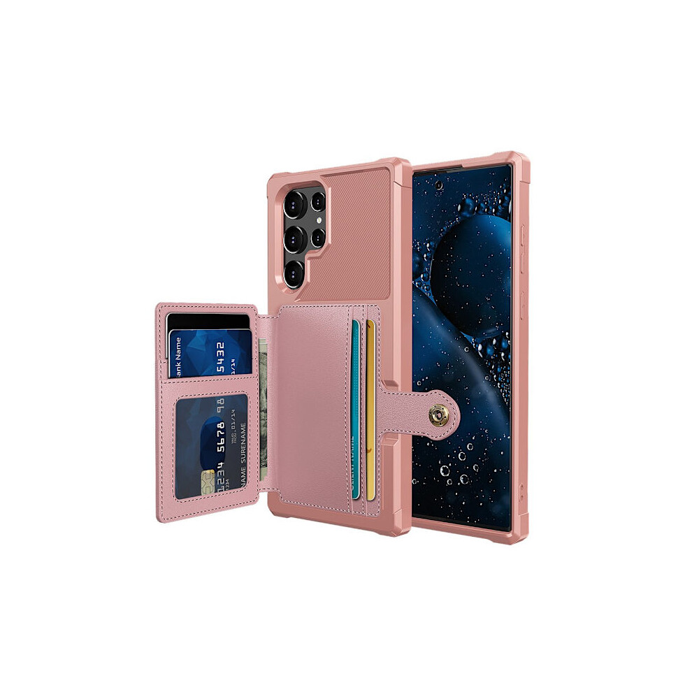 Compatible With Samsung Galaxy S22 Ultra - Practical Case With Card Holder Rose Gold 9773935887336