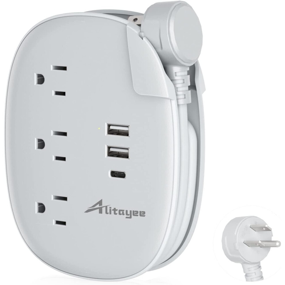 Usb C Travel Power Strip, Portable Power Strips With 3 Outlets 3 Usb Ports Fast Charge, Usb Extension Cord 9773935888173