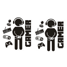 Lot de 2 autocollants muraux pour chambre d'enfant ou salle de jeux, sur le thème des jeux vidéo.
