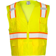 Unisex High Visibility Reflective Solid Front with Mesh Back Vest