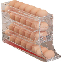 30Eggs4Tiers Eierhalter für den Kühlschrank, rollbarer Eierspender für den Kühlschrank, Eieraufbewahrungsbehälter zum Ausrollen für die