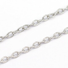 10m 304 Stainless Steel Cable Chains Soldered Oval Stainless Steel Color 3x2x0.5mm