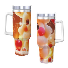 Vaso térmico de acero inoxidable Pikachu de 40 oz con aislamiento al vacío, tapa y pajita para agua, té helado, café o batidos.