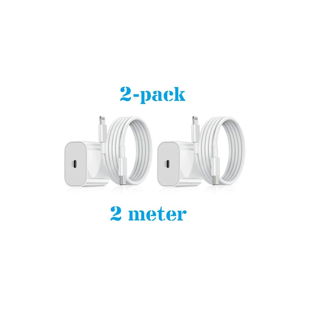2-Pack - Compatible With Iphone Charger Fast Charger - Adapter + Cable 20W Usb-C 2M'-M 9773935005723