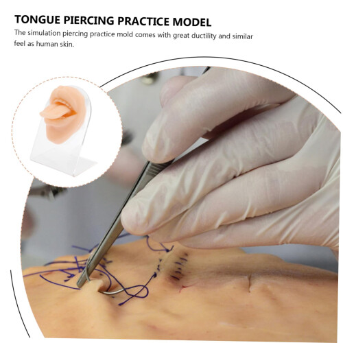 Realistic Silicone Tongue Piercing Practice Model, Reusable Training Tool for Jewelry Display 2