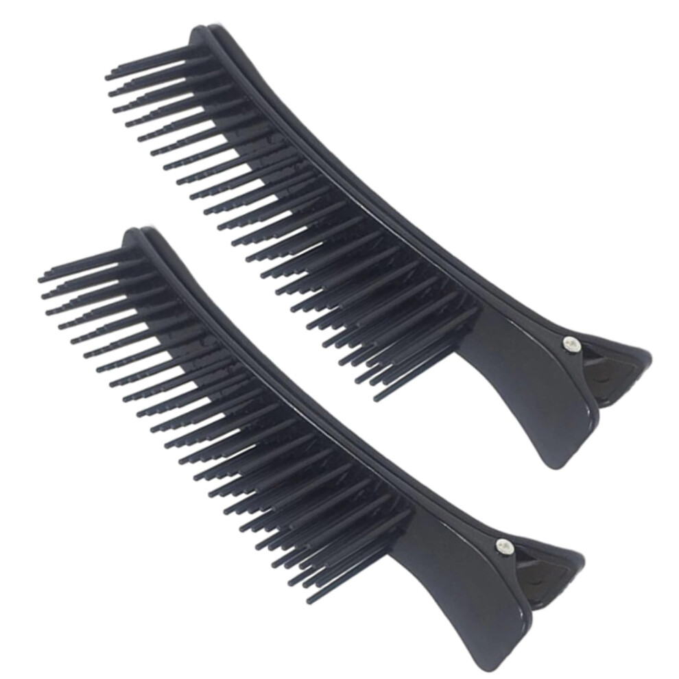 2PCS Black Hair Sectioning Clips with Secure Brushlike Grip for Styling, Cutting, Coloring and Foiling